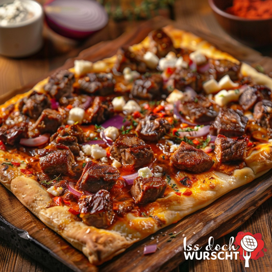Iss doch Wurscht - Schaschlik Flammkuchen