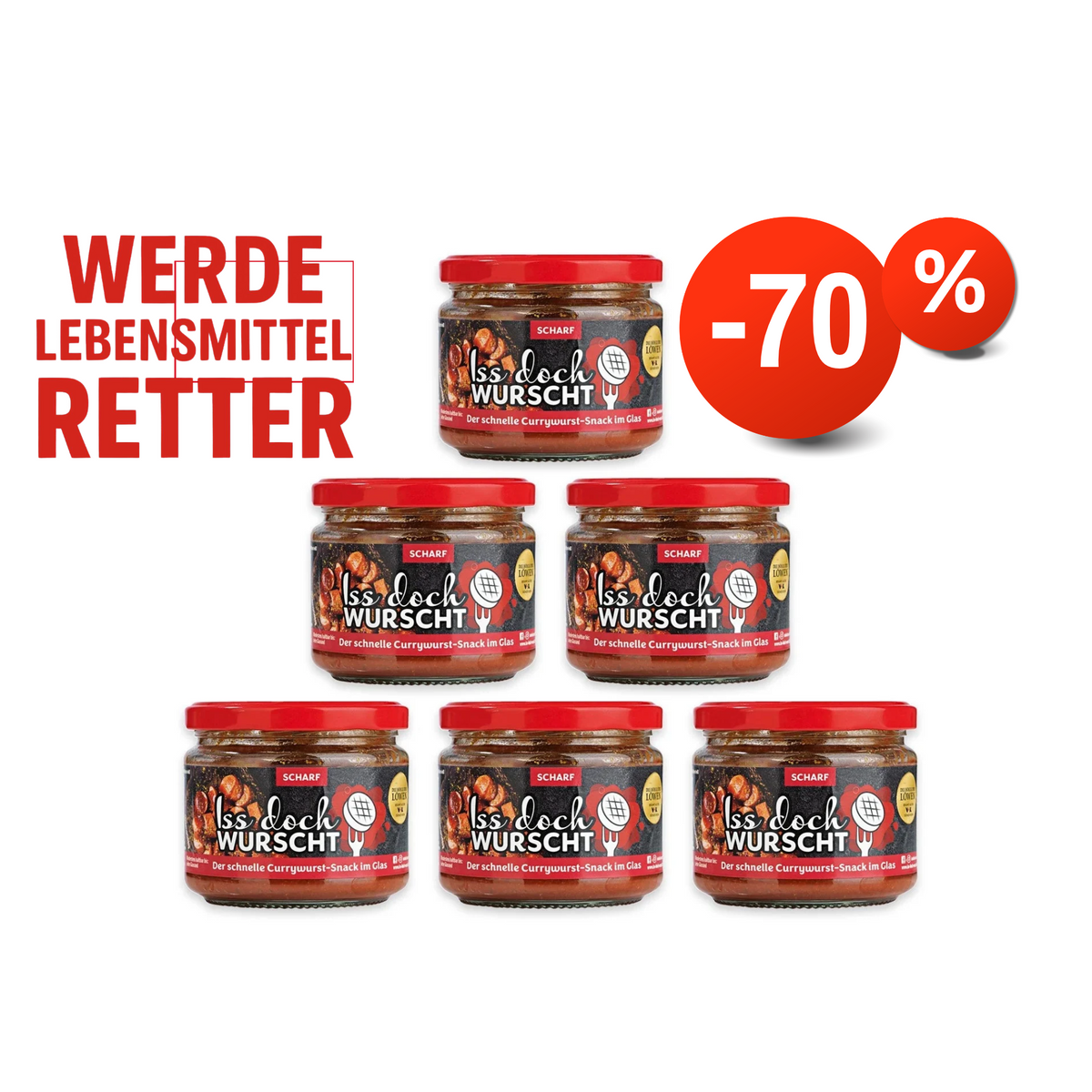 Currywurst-Snack Scharf - 6er-Set L08W